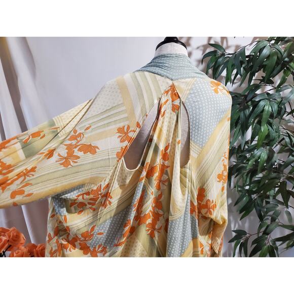 Free People Morning Glory Kimono One Size Asian Floral Open Hippie Boho Festival - Picture 7 of 12